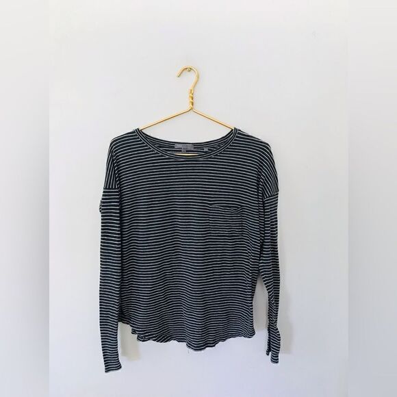 Vince | charcoal grey and white strip knit top - Picture 1 of 6